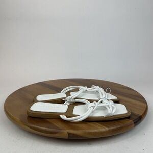 New NWOB Womens Azalea Wang Stetson White Casual Leather Slides Sandals Size 9